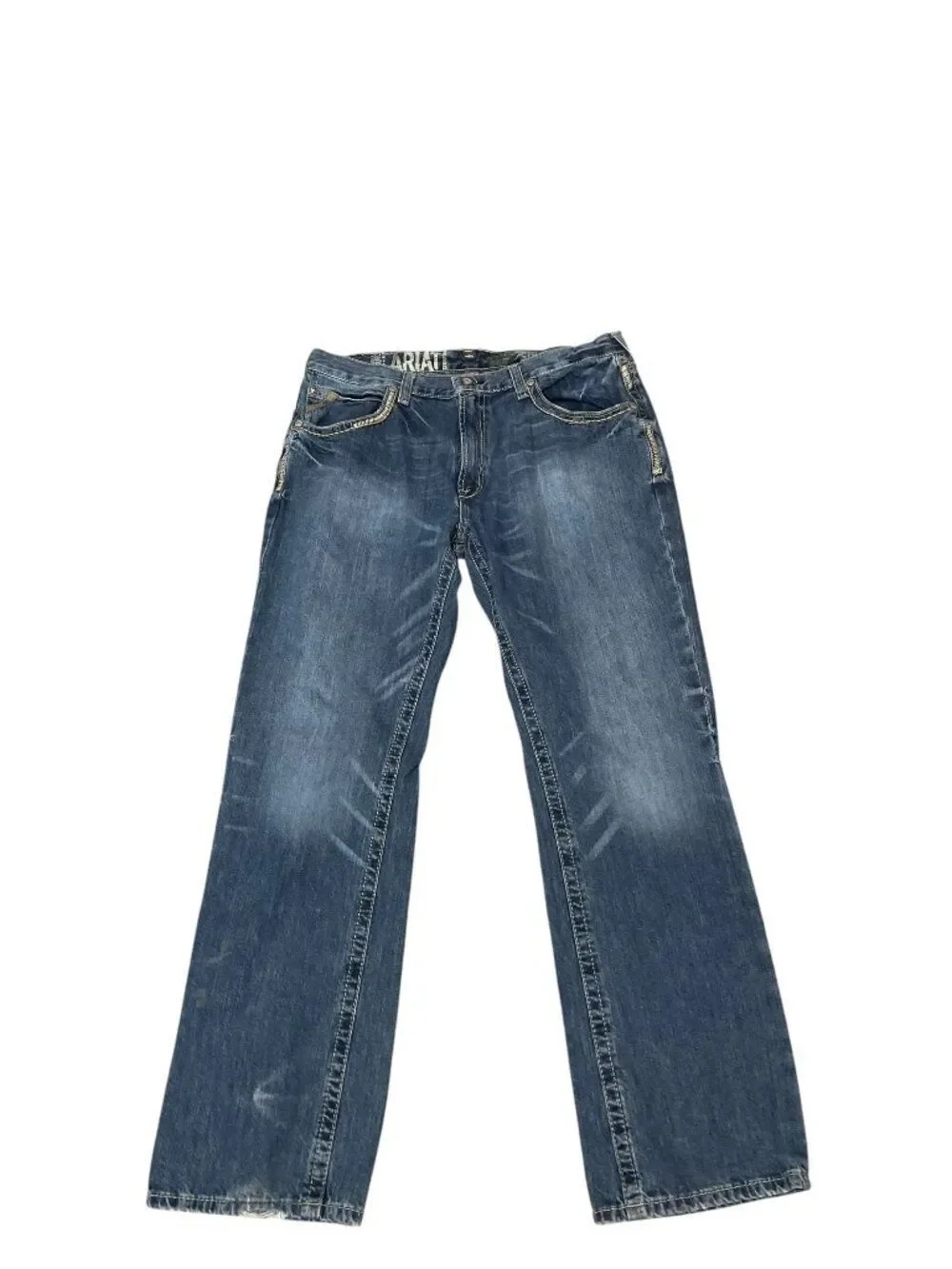 True Religion Billy Relaxed Bootcut Stretch Logo Denim Blue Jeans Men's Sz 38